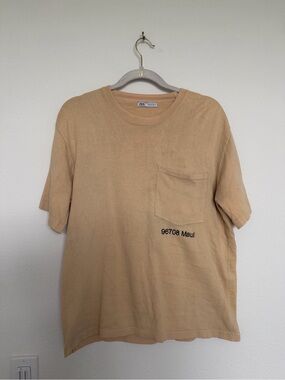 Zara Beige Pocket Short Sleeve Tee